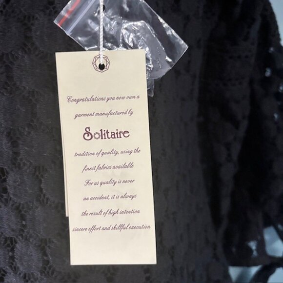 Solitaire Black L Crochet Lace 3/4 Tie Boho Whimsygoth Feminine Festival Texture - Picture 7 of 9